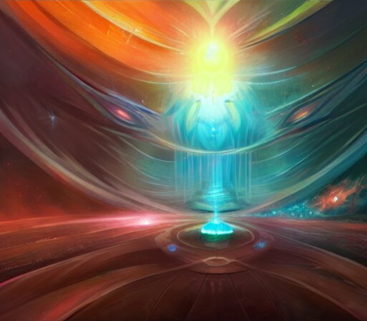 Vortex of divine energy with light raining down. (https://freeimagegenerator.com/)