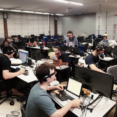 Many geeks in a community internet cafe (https://freeimagegenerator.com/)