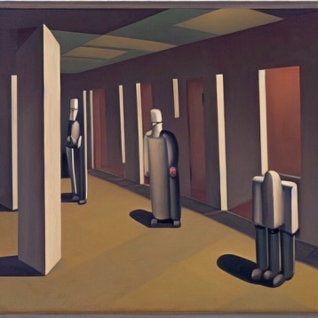 person speaking on a podium with pillars behind them. painting. (https://freeimagegenerator.com/)