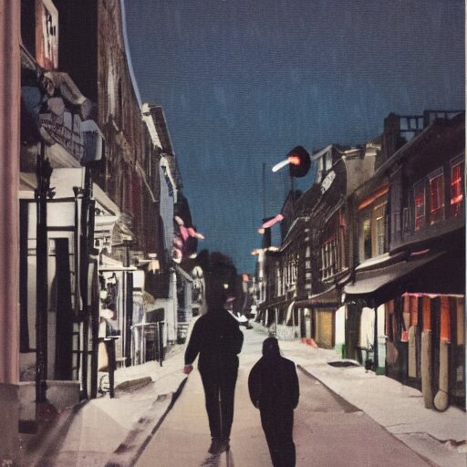 Two people whispering to each other at night under a street lamp.. (https://freeimagegenerator.com/)